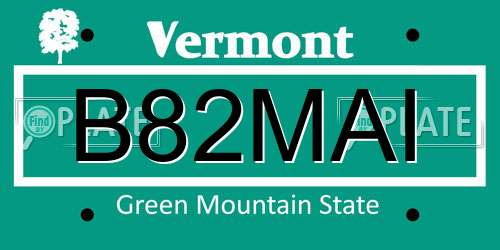 B82MAI Vermont License Plate