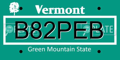 B82PEB Vermont License Plate