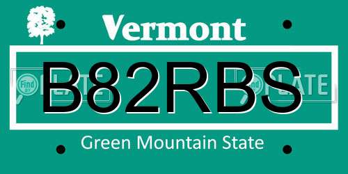 B82RBS Vermont License Plate
