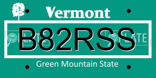 B82RSS Vermont License Plate