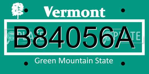 B84056A Vermont License Plate
