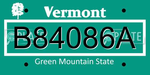B84086A Vermont License Plate