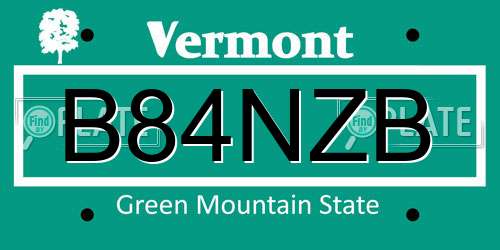 B84NZB Vermont License Plate