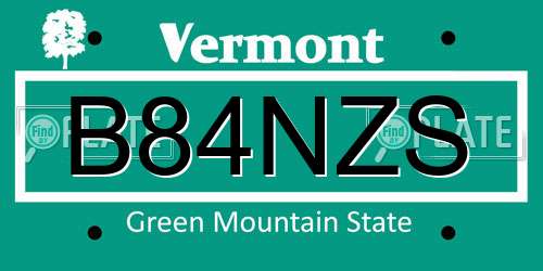 B84NZS Vermont License Plate