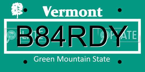 B84RDY Vermont License Plate