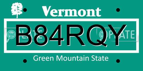 B84RQY Vermont License Plate