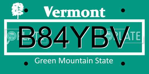 B84YBV Vermont License Plate