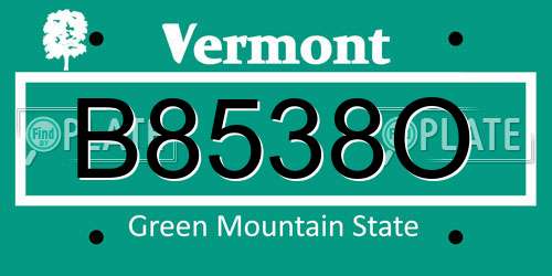B8538O Vermont License Plate