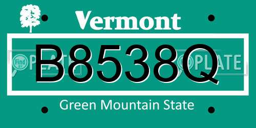 B8538Q Vermont License Plate