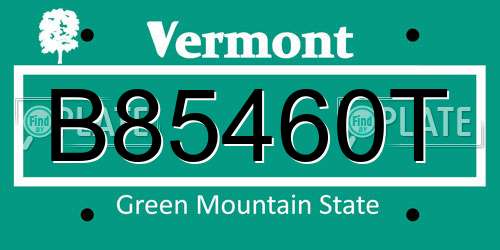 B85460T Vermont License Plate