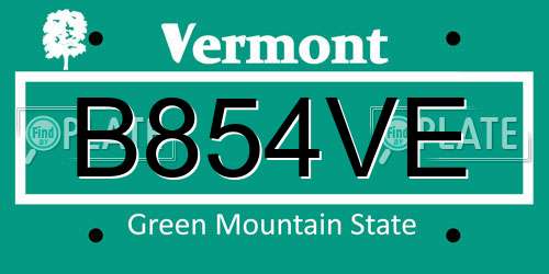 B854VE Vermont License Plate