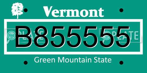 B855555 Vermont License Plate