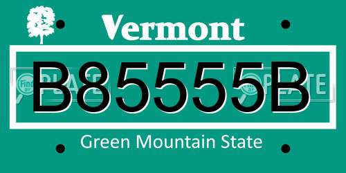 B85555B Vermont License Plate