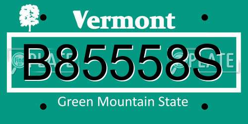 B85558S Vermont License Plate