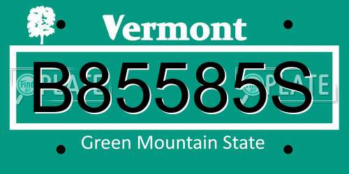 B85585S Vermont License Plate