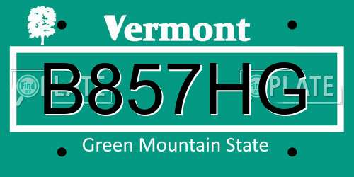 B857HG Vermont License Plate