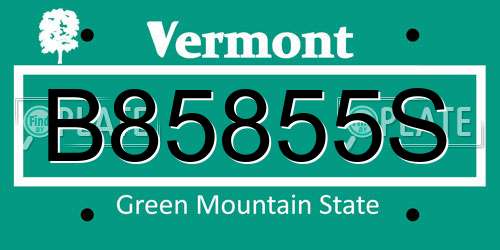 B85855S Vermont License Plate