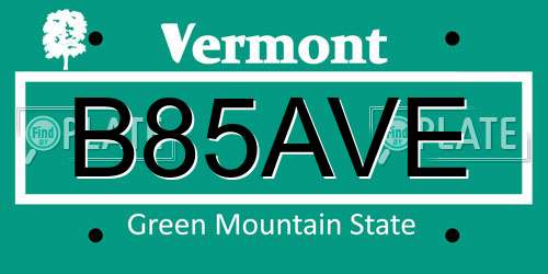 B85AVE Vermont License Plate