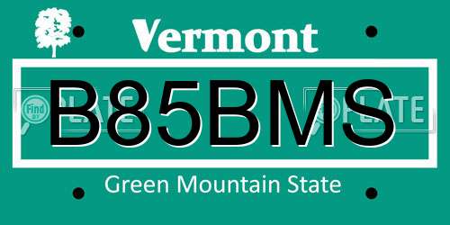 B85BMS Vermont License Plate