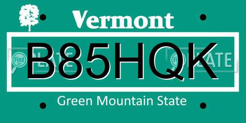 B85HQK Vermont License Plate