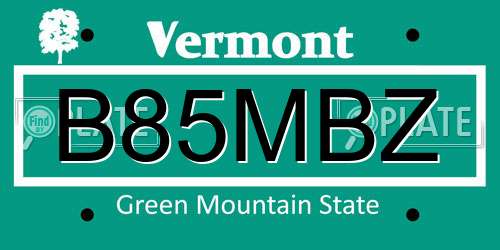 B85MBZ Vermont License Plate