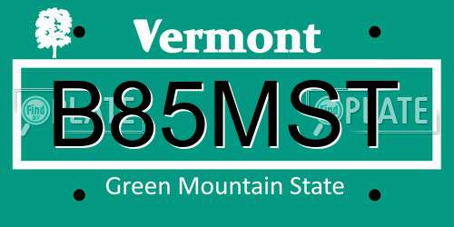 B85MST Vermont License Plate
