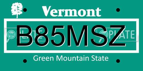 B85MSZ Vermont License Plate