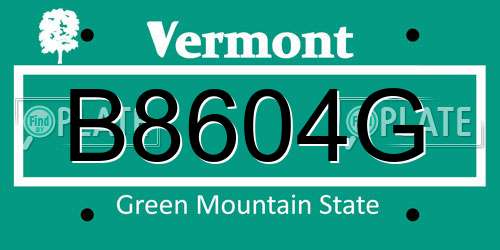 B8604G Vermont License Plate