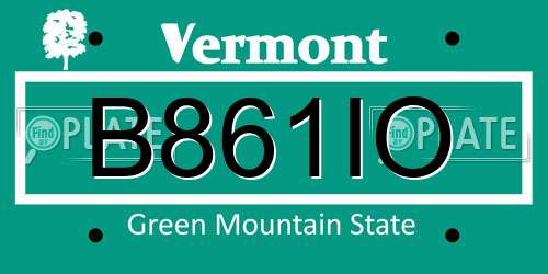 B861IO Vermont License Plate