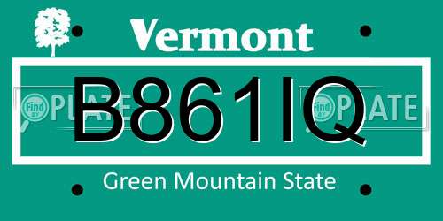 B861IQ Vermont License Plate