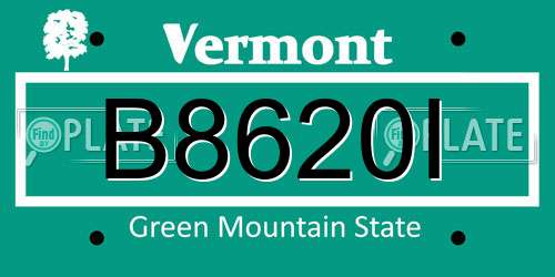 B8620I Vermont License Plate