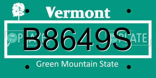 B8649S Vermont License Plate