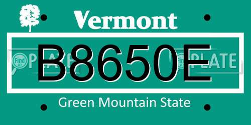 B8650E Vermont License Plate