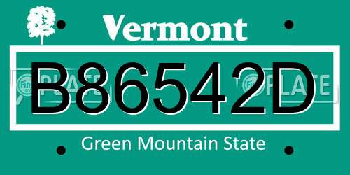 B86542D Vermont License Plate