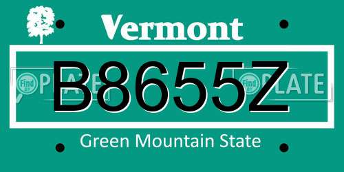 B8655Z Vermont License Plate