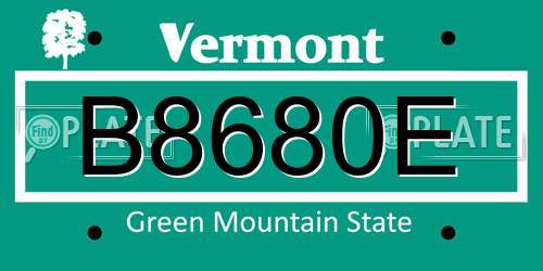 B8680E Vermont License Plate