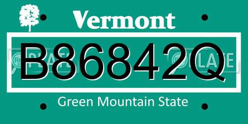 B86842Q Vermont License Plate