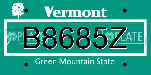B8685Z Vermont License Plate