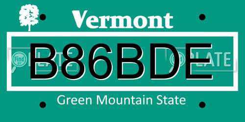 B86BDE Vermont License Plate