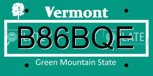 B86BQE Vermont License Plate