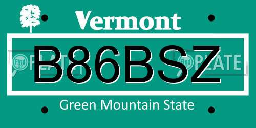 B86BSZ Vermont License Plate