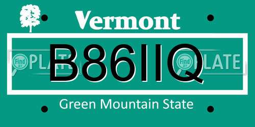 B86IIQ Vermont License Plate