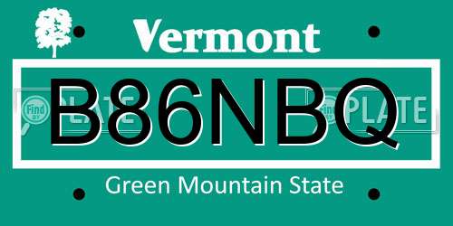 B86NBQ Vermont License Plate