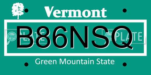 B86NSQ Vermont License Plate