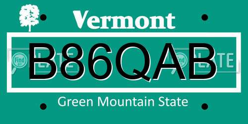 B86QAB Vermont License Plate