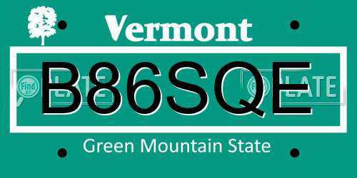 B86SQE Vermont License Plate