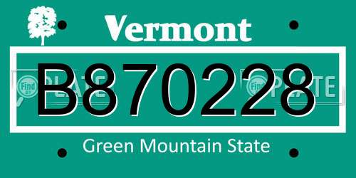 B870228 Vermont License Plate
