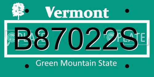 B87022S Vermont License Plate
