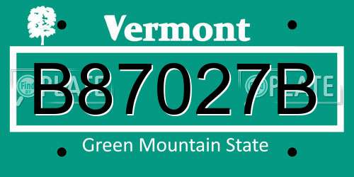 B87027B Vermont License Plate