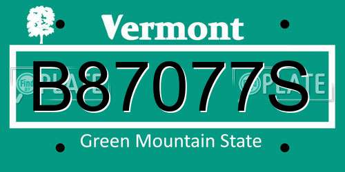B87077S Vermont License Plate